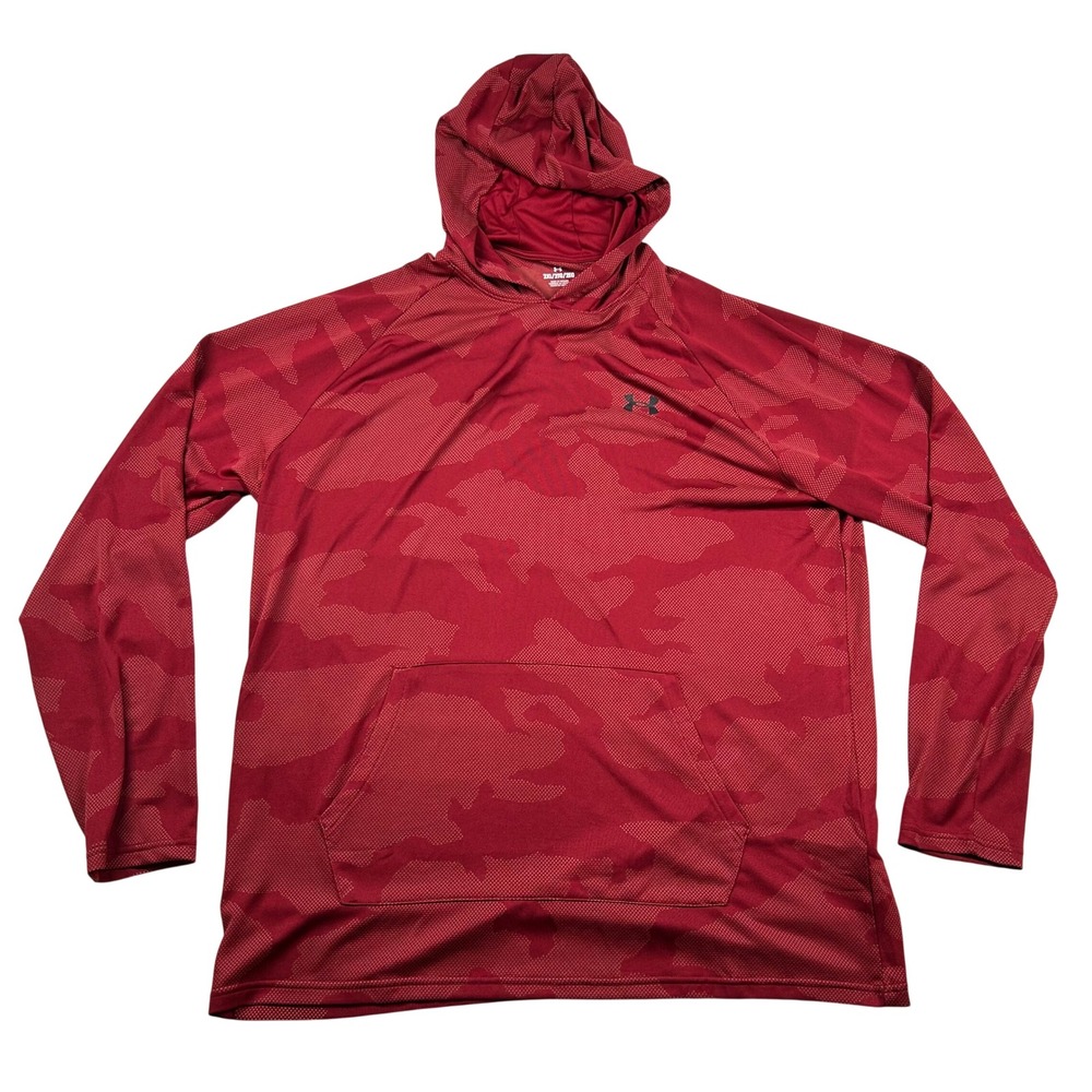 Under Armour Lightweight Hoodie Mens 2XL Red Camouflage Pullover Maroon Burgundy